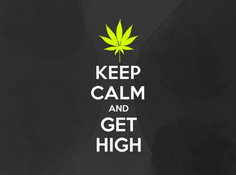 Keep Calm and Get High shirts stickers totebag